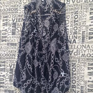 Jennifer Lopes blouse size M women’s blouse chain decorative fabric black